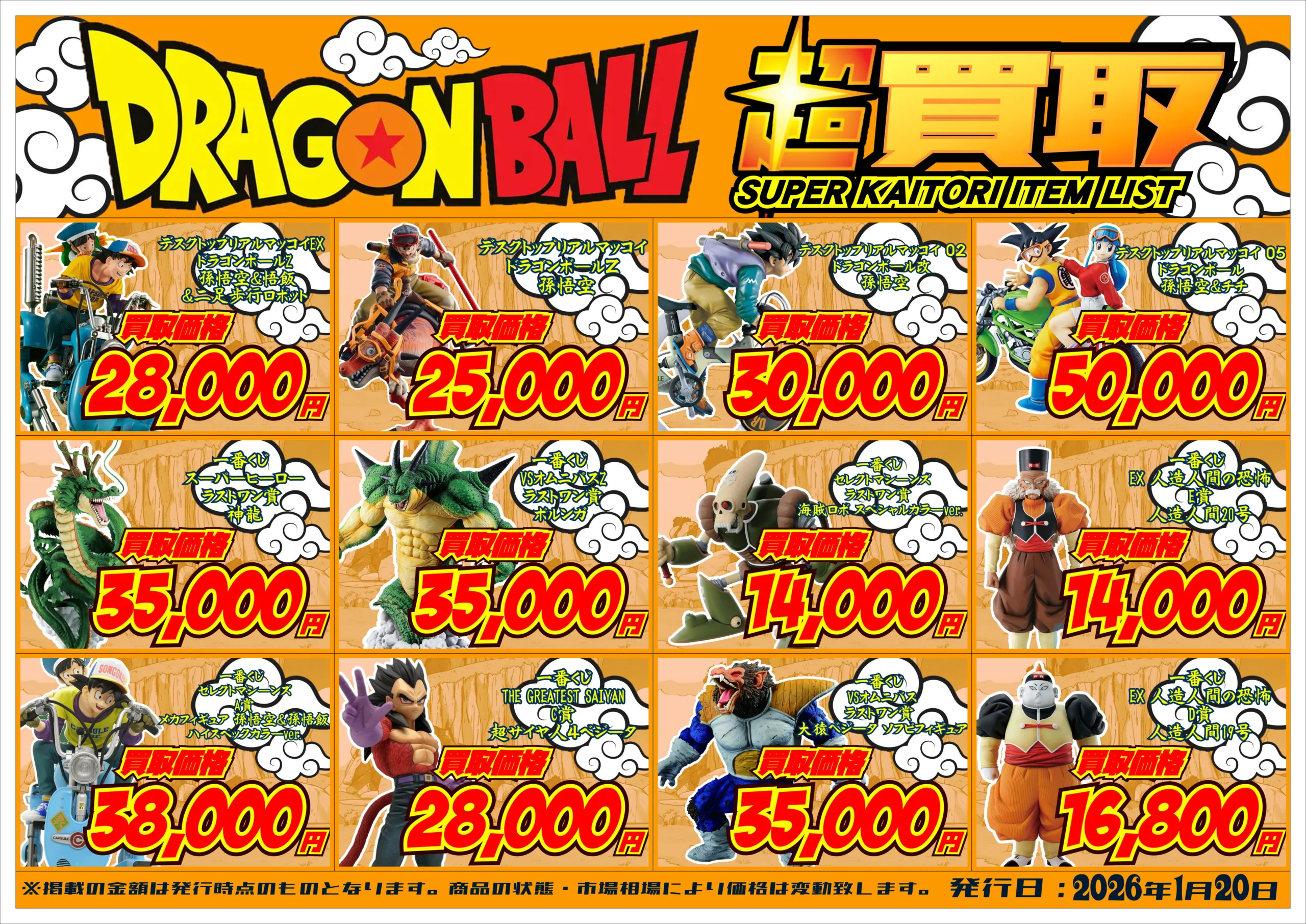 ドラゴンボール フィギュア 強化買取情報（2026年1月） | 新清水鑑定団